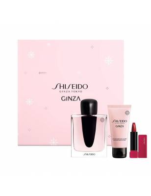 SHISEIDO GINZA ESTUCHE 90ml vapo Eau parfum GINZA Eau De Parfum 90 ml GINZA Body Lotion - 50 ml Mini Lipstick 416