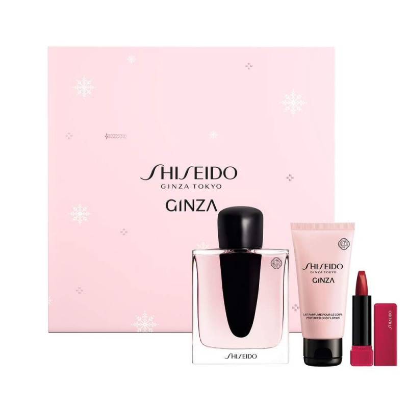 SHISEIDO GINZA ESTUCHE 90ml vapo Eau parfum GINZA Eau De Parfum 90 ml GINZA Body Lotion - 50 ml Mini Lipstick 416