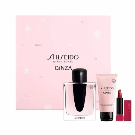 SHISEIDO GINZA ESTUCHE 90ml vapo Eau parfum GINZA Eau De Parfum 90 ml GINZA Body Lotion - 50 ml Mini Lipstick 416